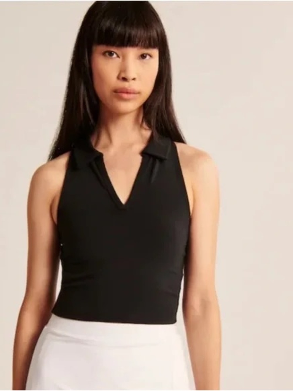 Abercrombie Collared V-Neck Sleeveless Polo Crop Top